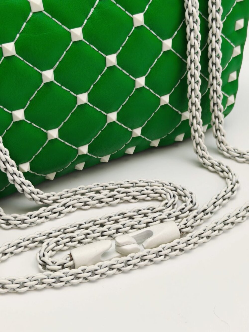 Valentino Garavani Green Roman Stud Shoulder Bag Leather Chain - Picture 10 of 15